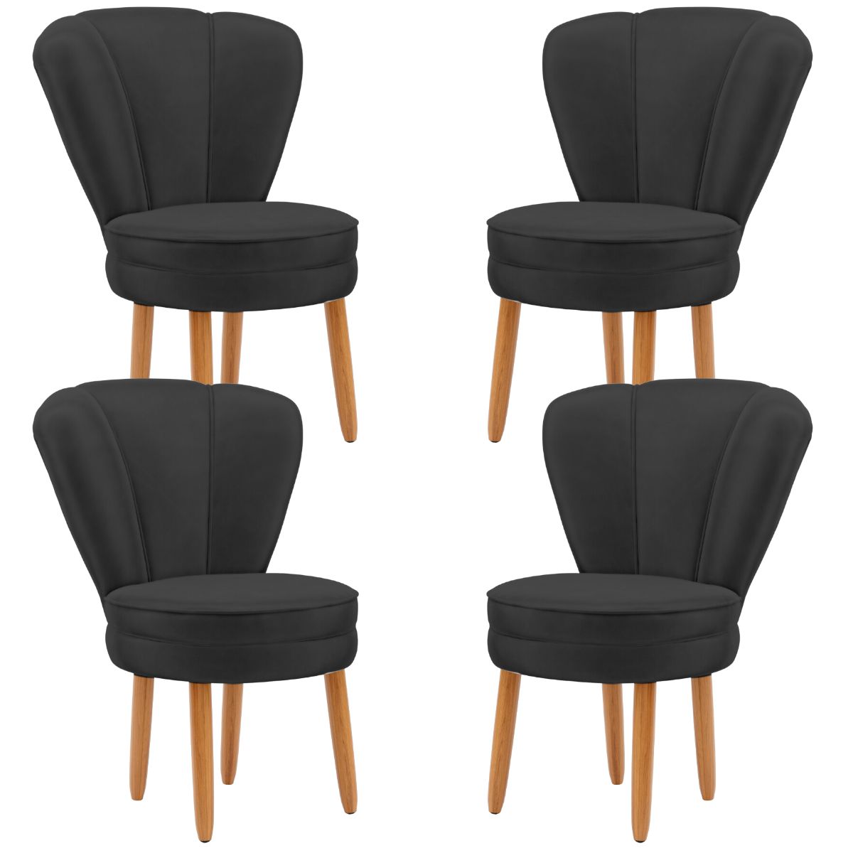 Jogo 4 Poltronas Resistente para Recepção Decor Moderna Tecido Veludo MOBLAN decor