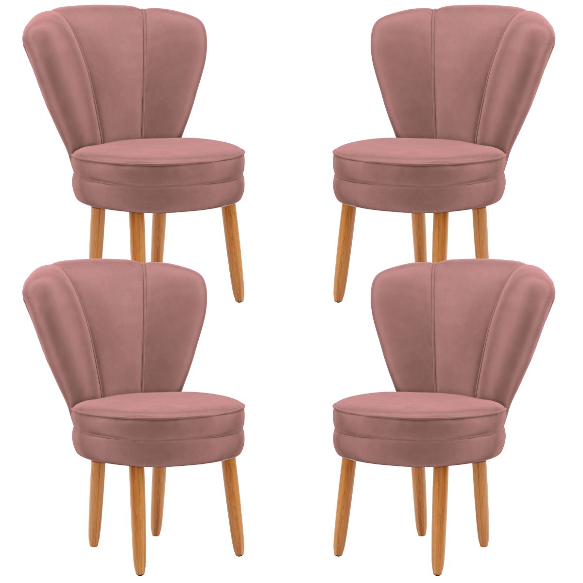 Jogo 4 Poltronas Resistente para Recepção Decor Moderna Tecido Veludo MOBLAN decor