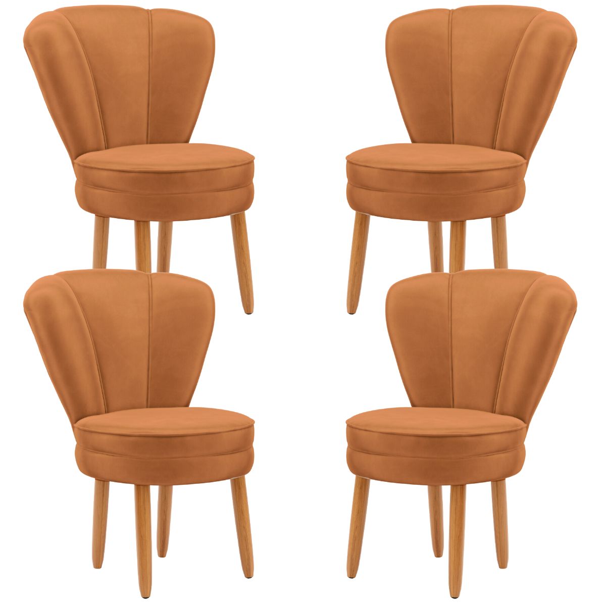 Jogo 4 Poltronas Resistente para Recepção Decor Moderna Tecido Veludo MOBLAN decor