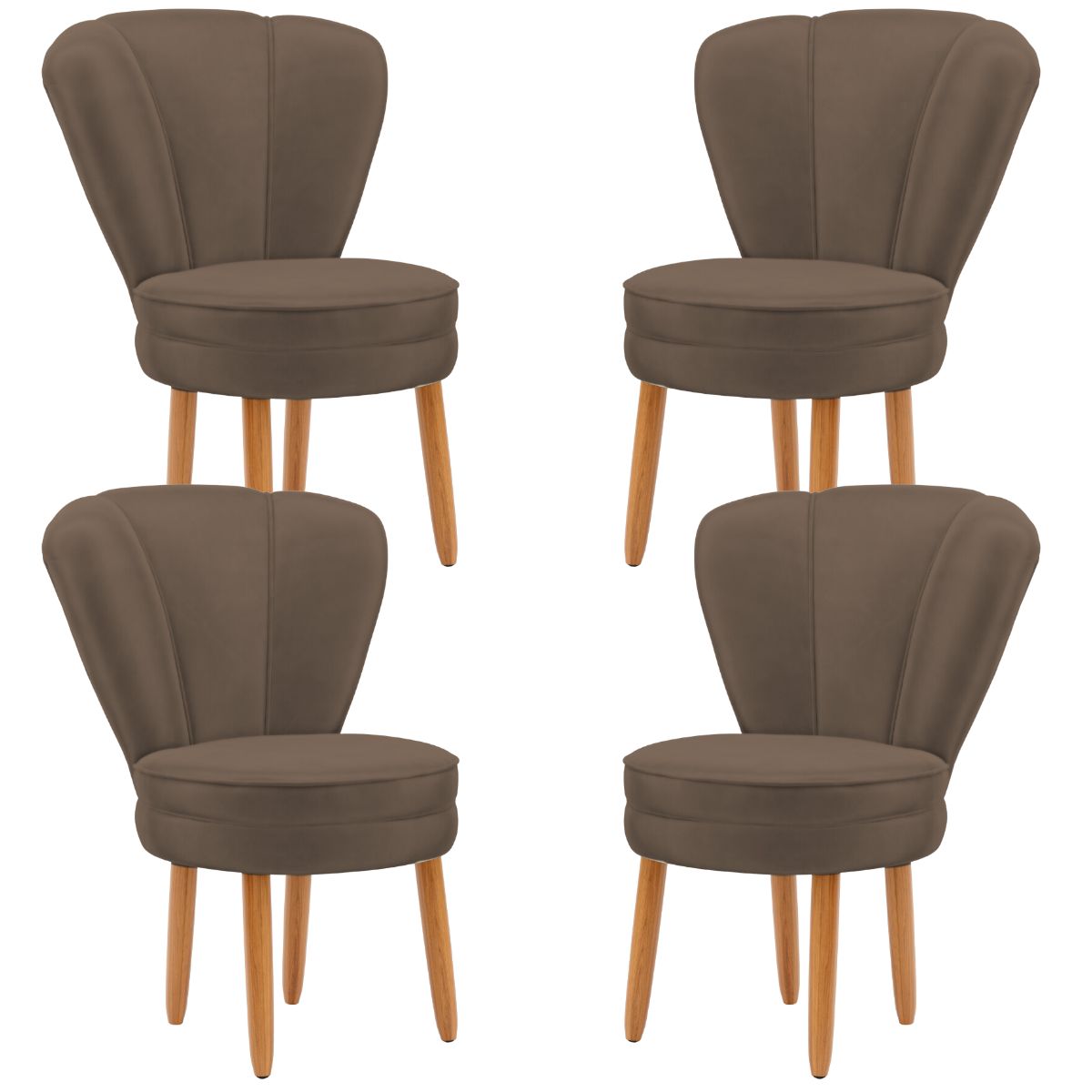 Jogo 4 Poltronas Resistente para Recepção Decor Moderna Tecido Veludo MOBLAN decor