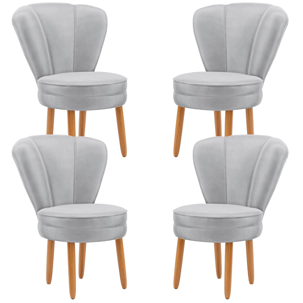 Jogo 4 Poltronas Resistente para Recepção Decor Moderna Tecido Veludo MOBLAN decor