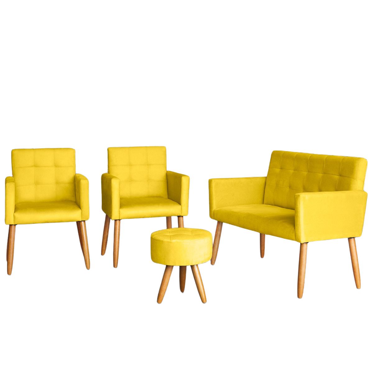 Jogo Sofá 2 Lugares com 2 Poltronas para Recepção Resistente MOBLAN decor