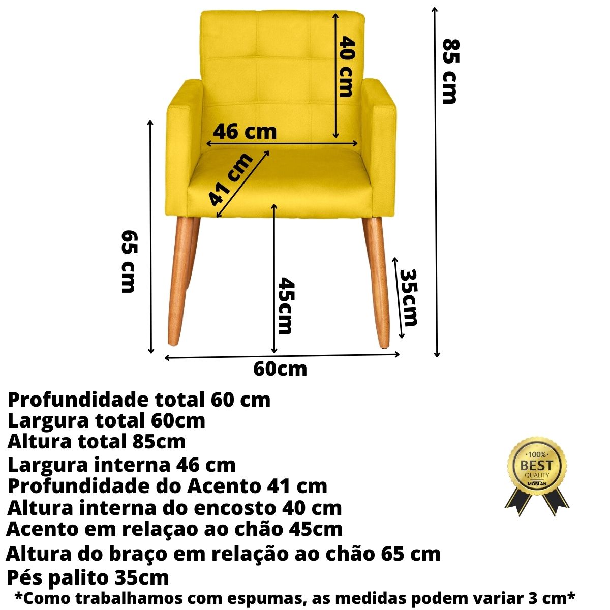 Jogo Sofá 2 Lugares com 2 Poltronas para Recepção Resistente MOBLAN decor