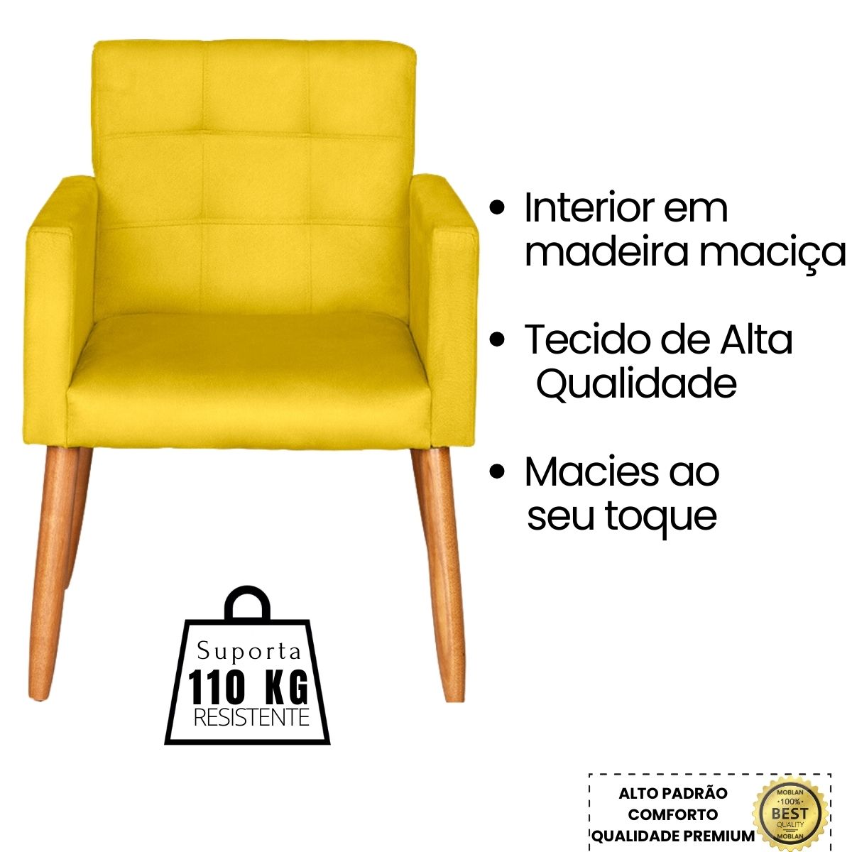 Jogo Sofá 2 Lugares com 2 Poltronas para Recepção Resistente MOBLAN decor