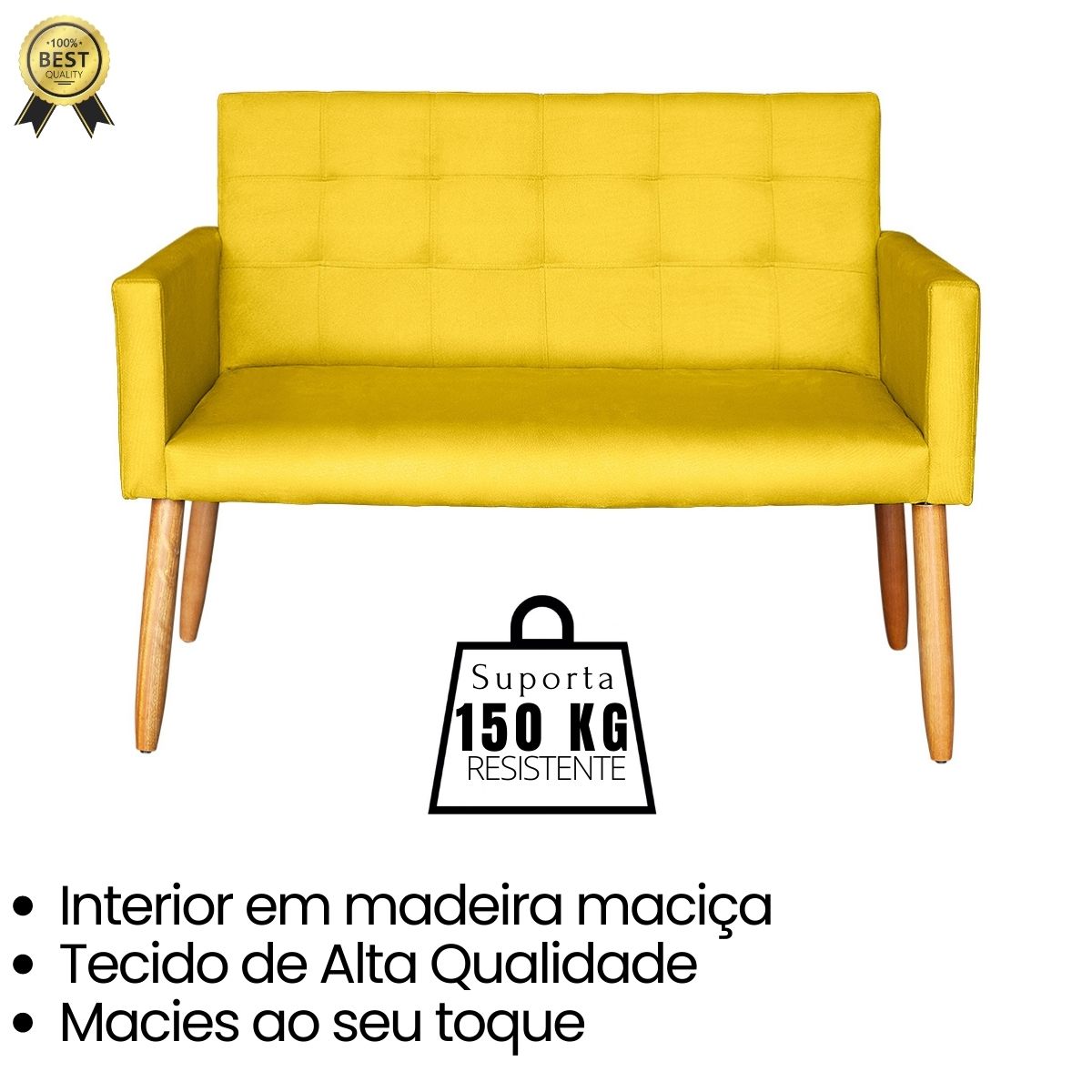 Jogo Sofá 2 Lugares com 2 Poltronas para Recepção Resistente MOBLAN decor