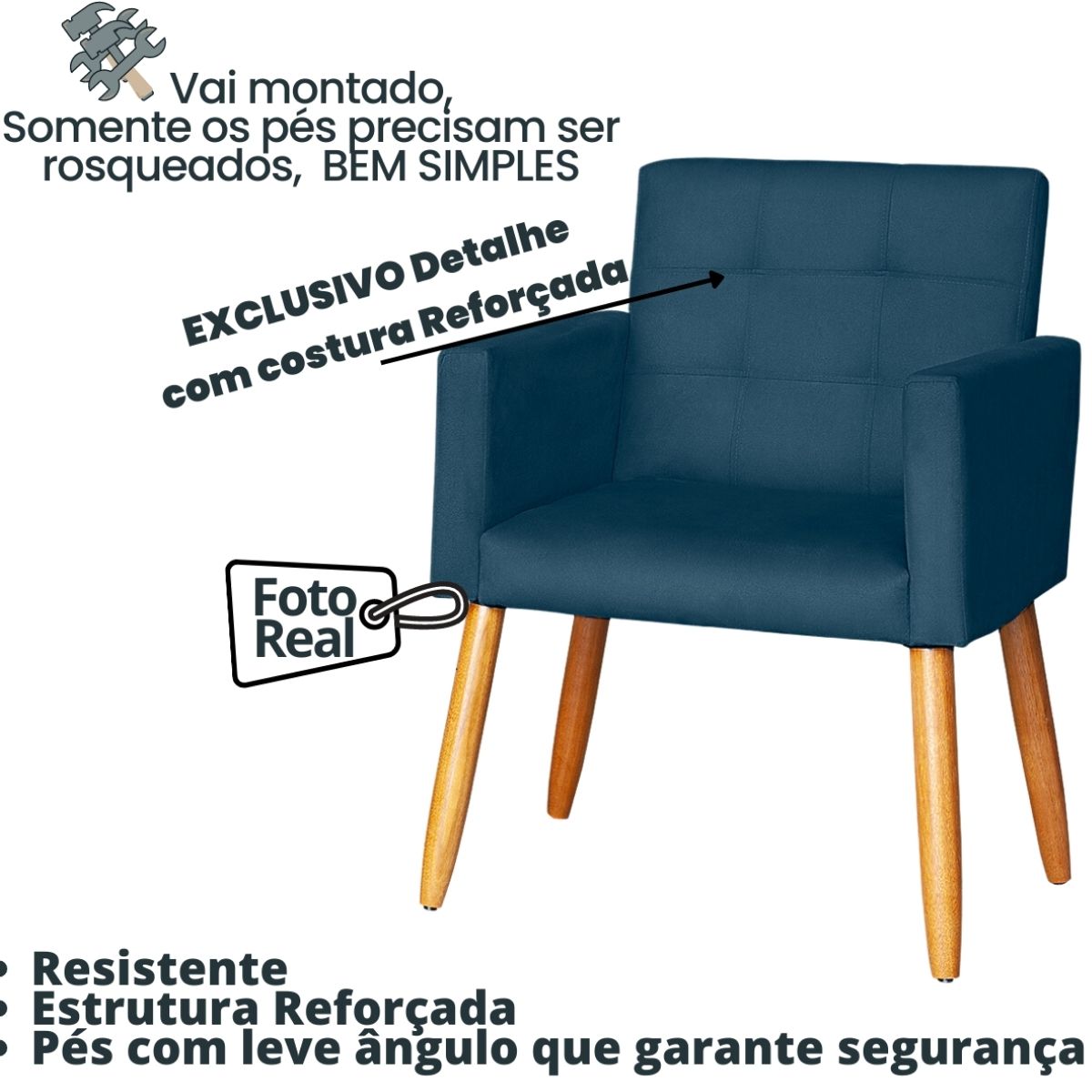 Jogo Sofá 2 Lugares com 2 Poltronas para Recepção Resistente MOBLAN decor