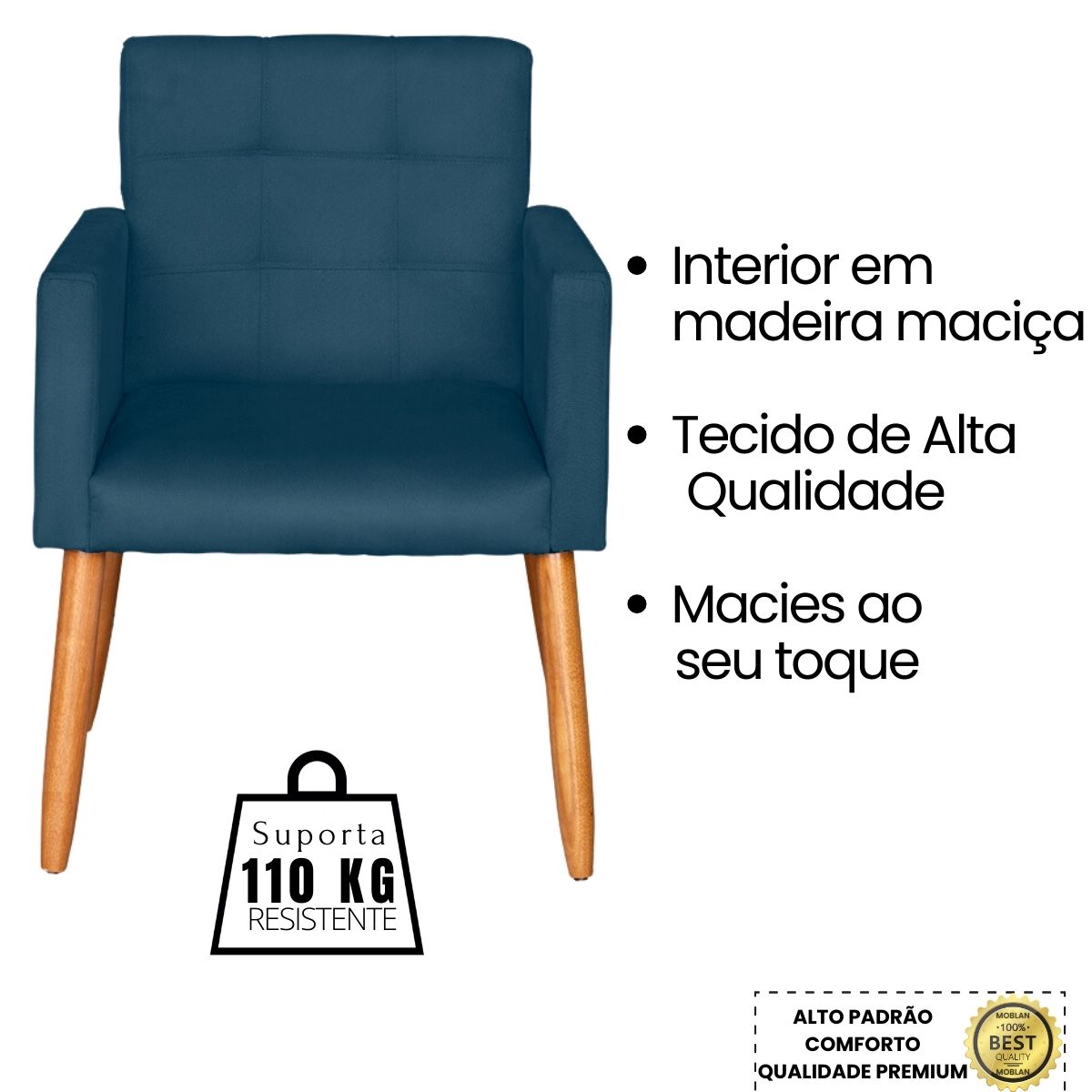 Jogo Sofá 2 Lugares com 2 Poltronas para Recepção Resistente MOBLAN decor