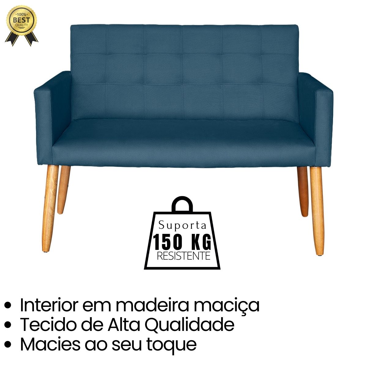Jogo Sofá 2 Lugares com 2 Poltronas para Recepção Resistente MOBLAN decor