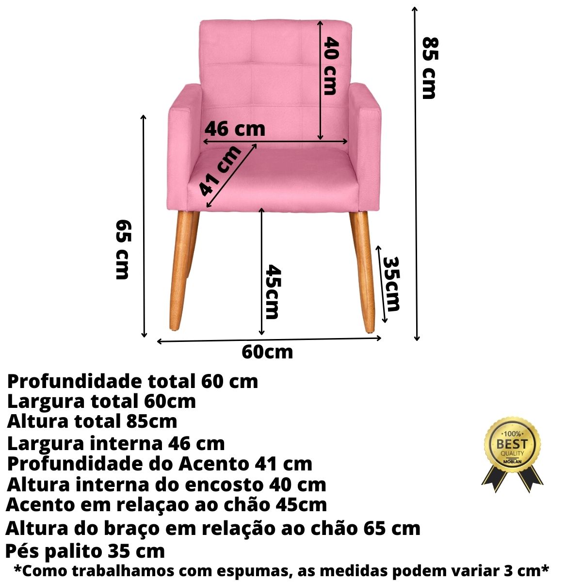 Jogo Sofá 2 Lugares com 2 Poltronas para Recepção Resistente MOBLAN decor