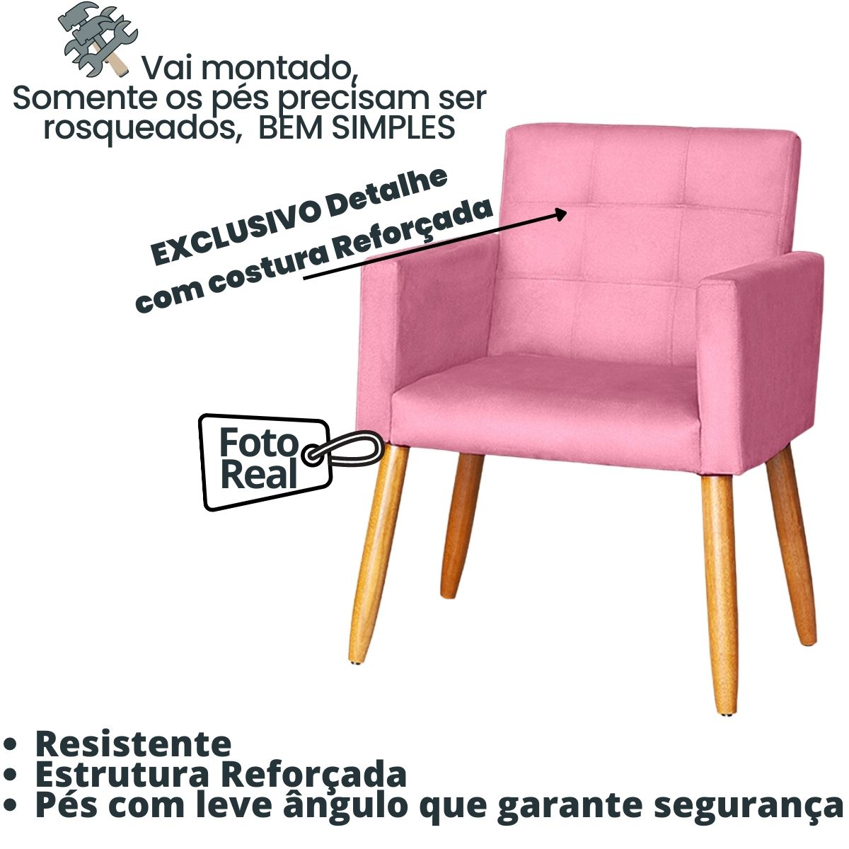 Jogo Sofá 2 Lugares com 2 Poltronas para Recepção Resistente MOBLAN decor