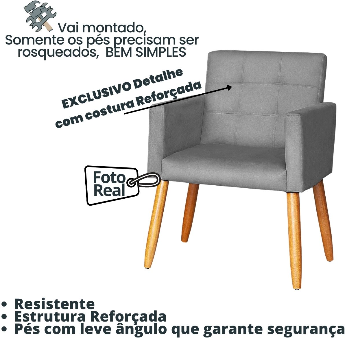 Jogo Sofá 2 Lugares com 2 Poltronas para Recepção Resistente MOBLAN decor