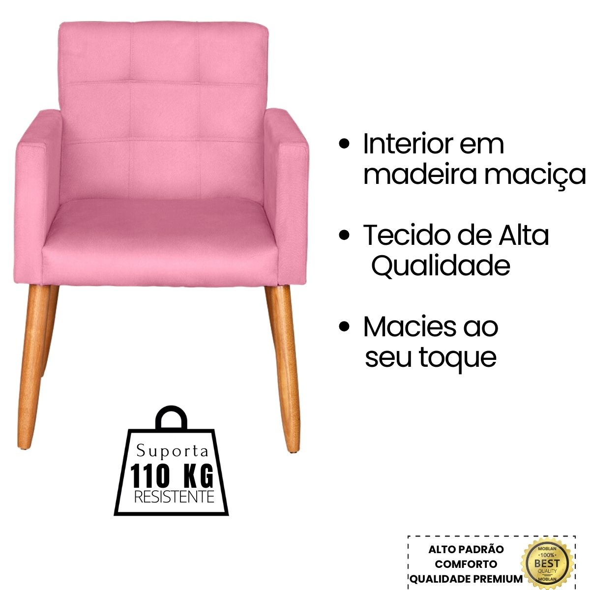 Jogo Sofá 2 Lugares com 2 Poltronas para Recepção Resistente MOBLAN decor