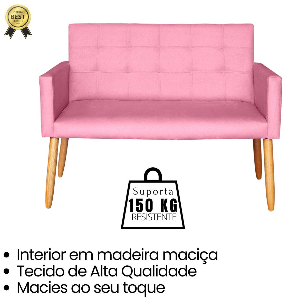 Jogo Sofá 2 Lugares com 2 Poltronas para Recepção Resistente MOBLAN decor