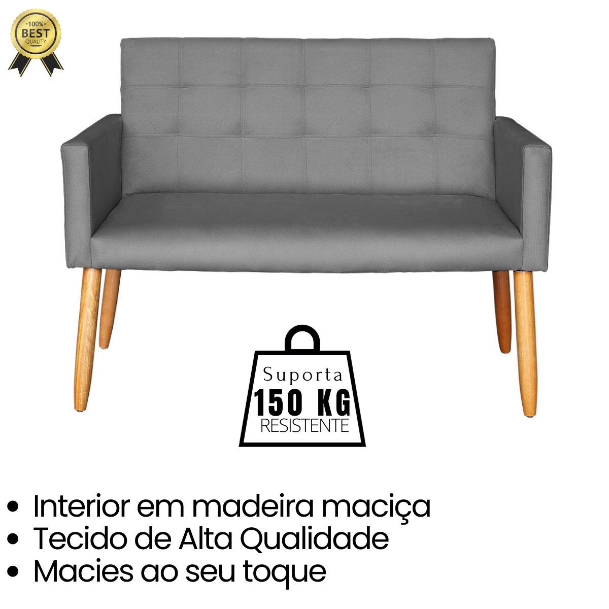 Jogo Sofá 2 Lugares com 2 Poltronas para Recepção Resistente MOBLAN decor