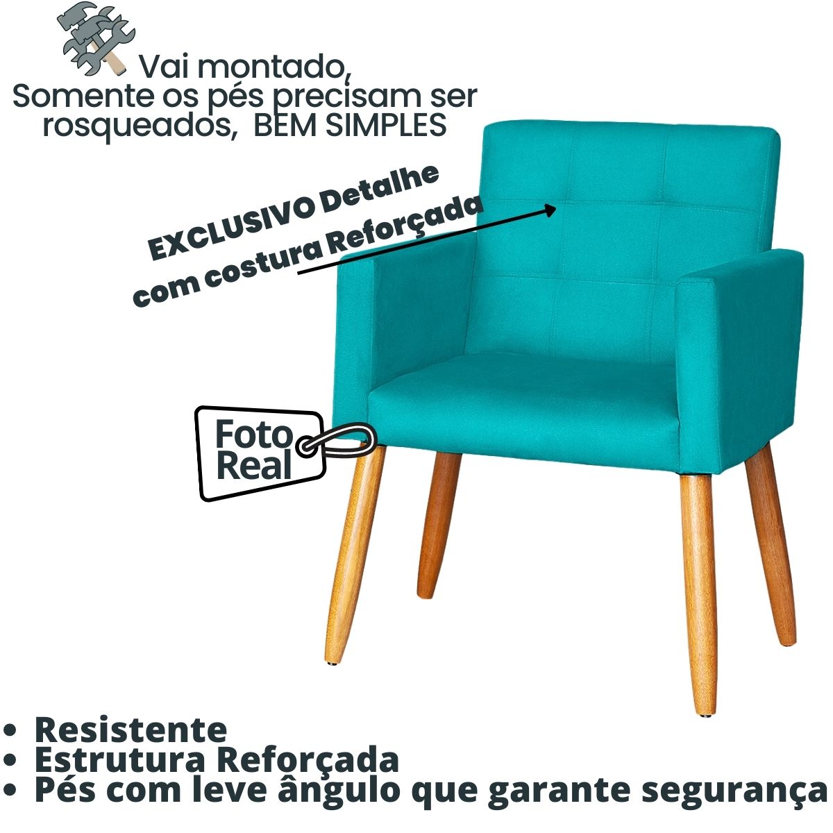 Jogo Sofá 2 Lugares com 2 Poltronas para Recepção Resistente MOBLAN decor