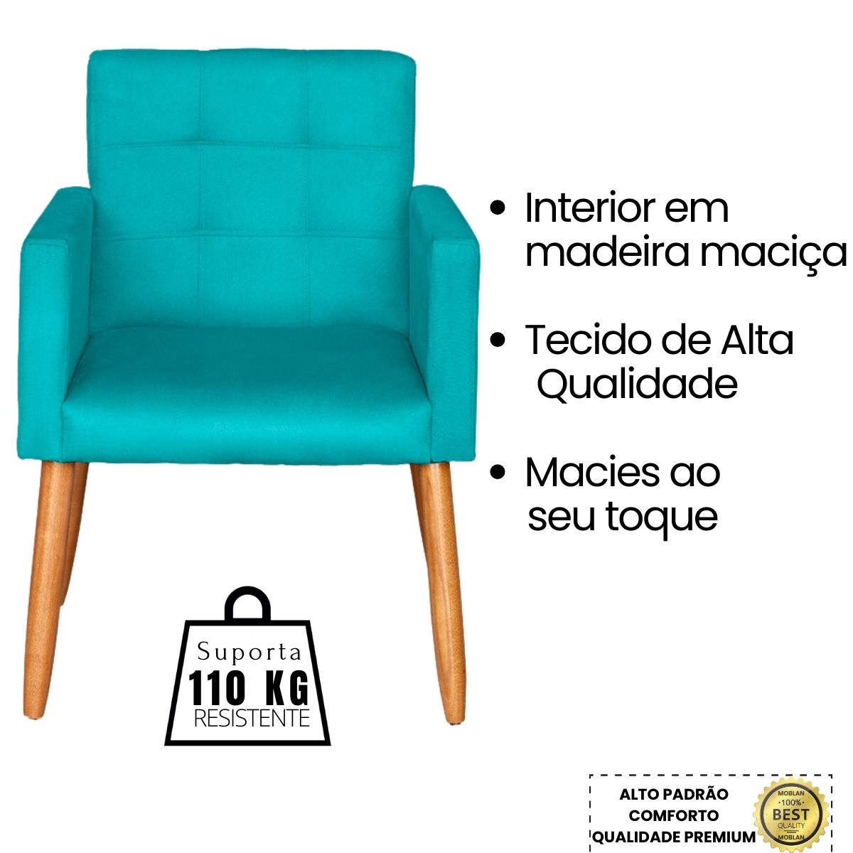 Jogo Sofá 2 Lugares com 2 Poltronas para Recepção Resistente MOBLAN decor