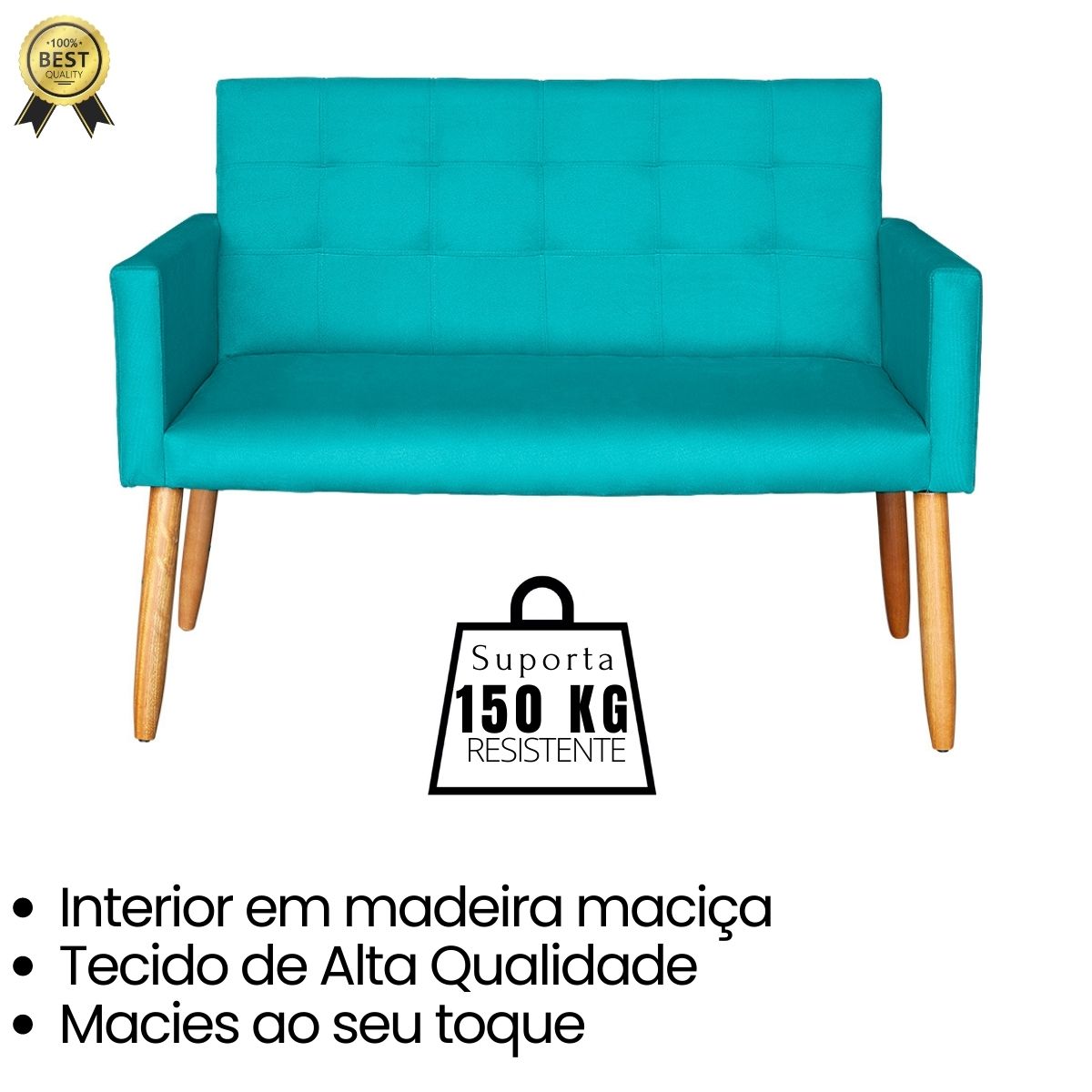 Jogo Sofá 2 Lugares com 2 Poltronas para Recepção Resistente MOBLAN decor