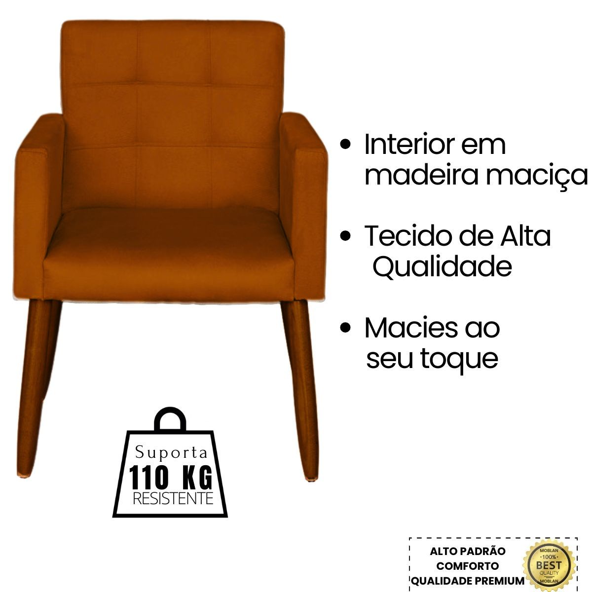 Jogo Sofá 2 Lugares com 2 Poltronas para Recepção Resistente MOBLAN decor