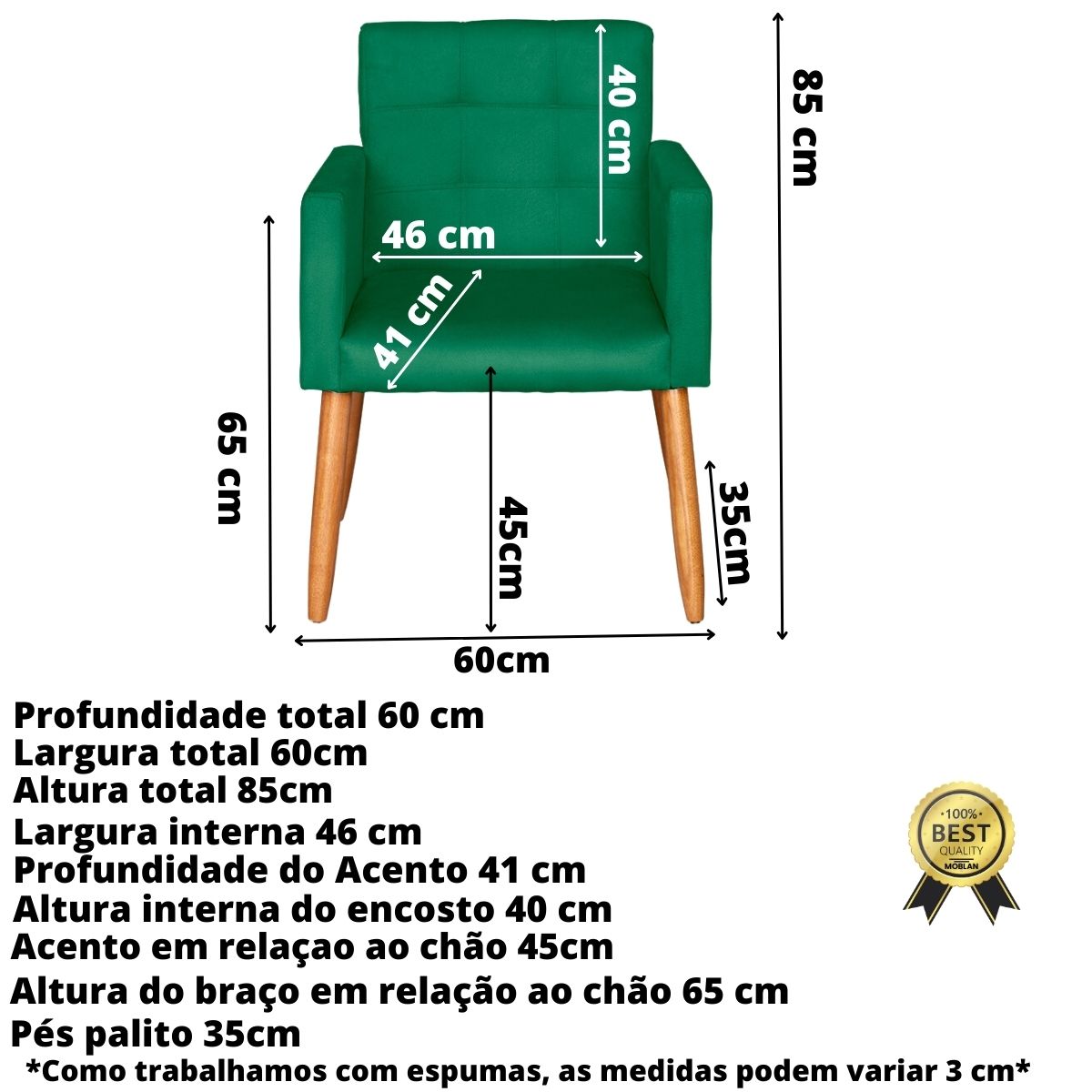 Jogo Sofá 2 Lugares com 2 Poltronas para Recepção Resistente MOBLAN decor