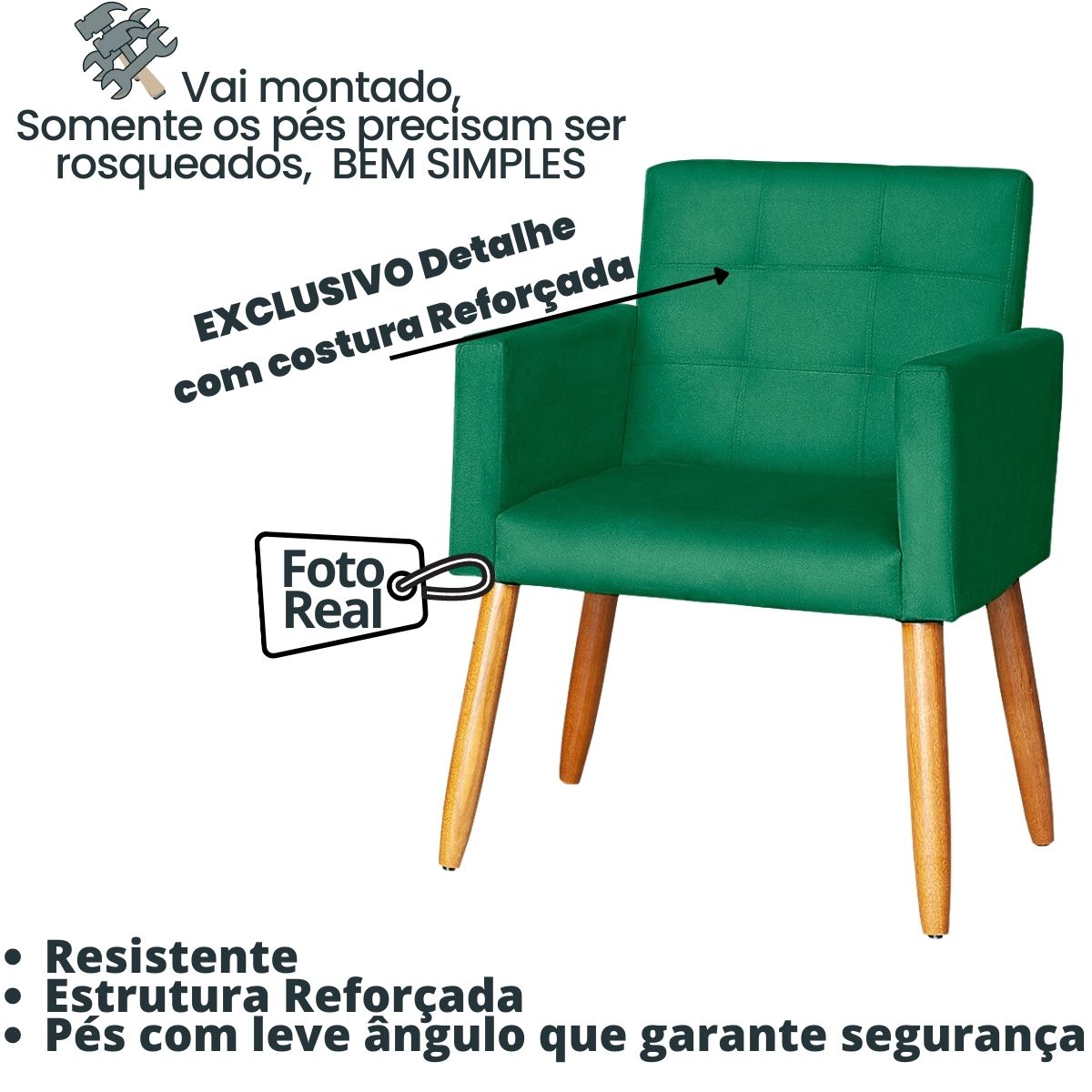 Jogo Sofá 2 Lugares com 2 Poltronas para Recepção Resistente MOBLAN decor
