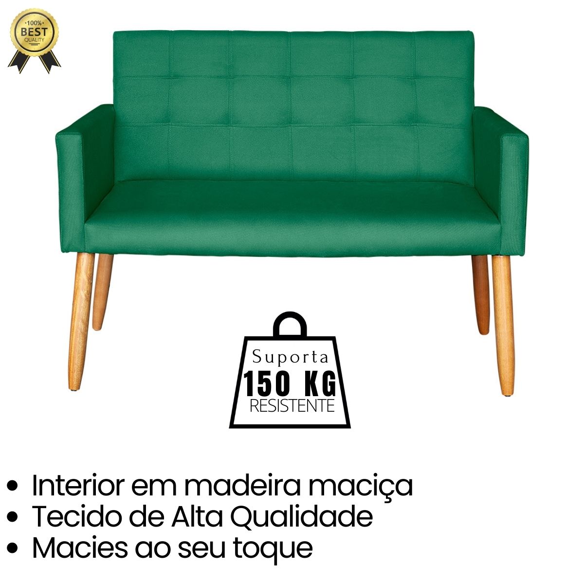 Jogo Sofá 2 Lugares com 2 Poltronas para Recepção Resistente MOBLAN decor