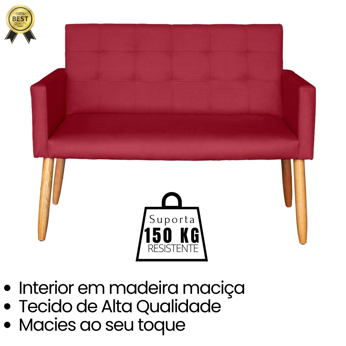 Jogo Sofá 2 Lugares com 2 Poltronas para Recepção Resistente MOBLAN decor