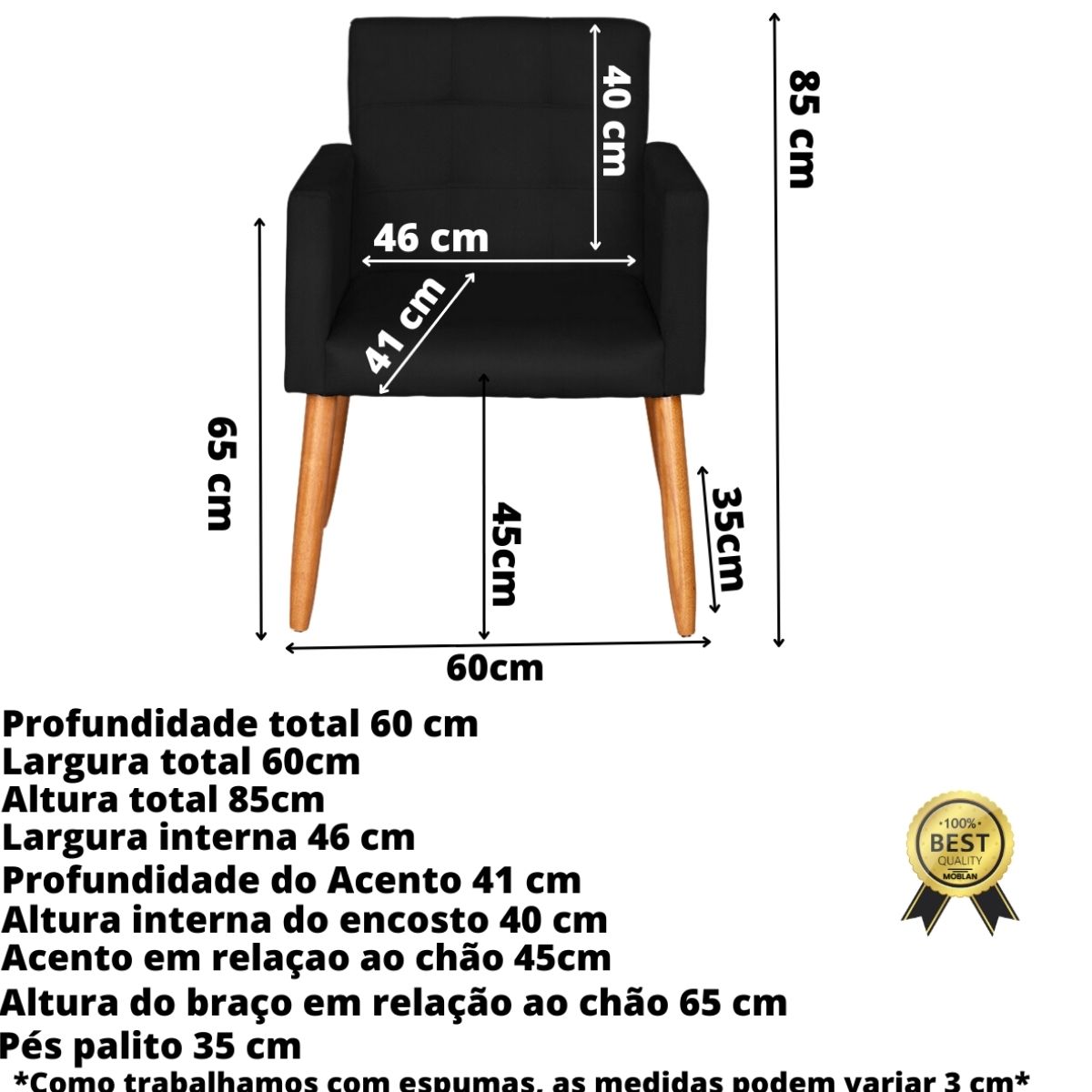 Jogo Sofá 2 Lugares com 2 Poltronas para Recepção Resistente MOBLAN decor