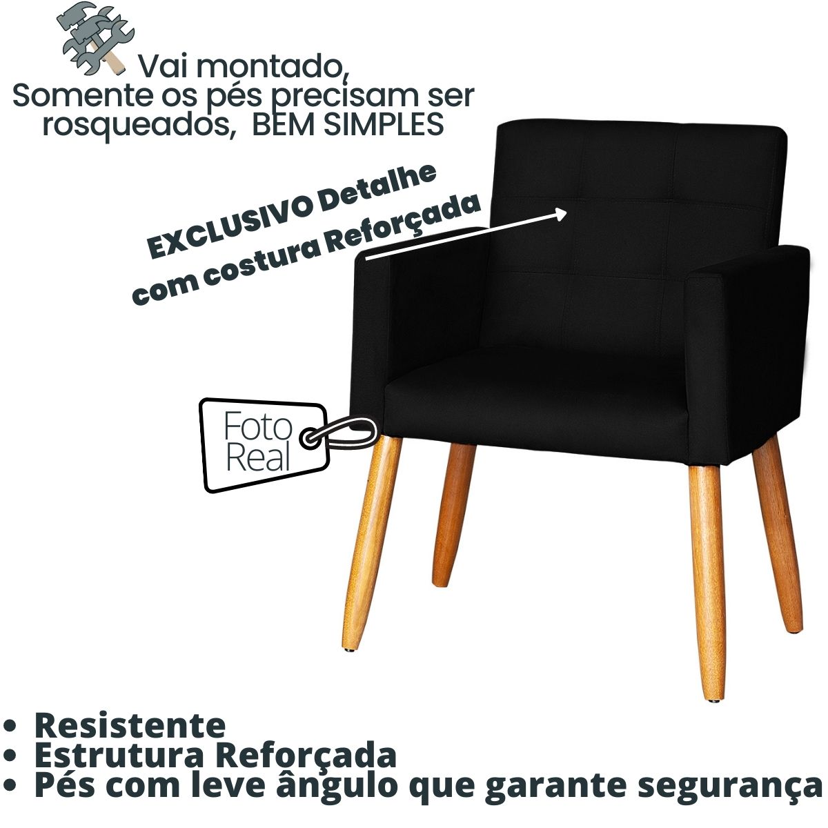 Jogo Sofá 2 Lugares com 2 Poltronas para Recepção Resistente MOBLAN decor