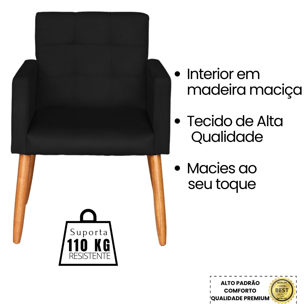 Jogo Sofá 2 Lugares com 2 Poltronas para Recepção Resistente MOBLAN decor