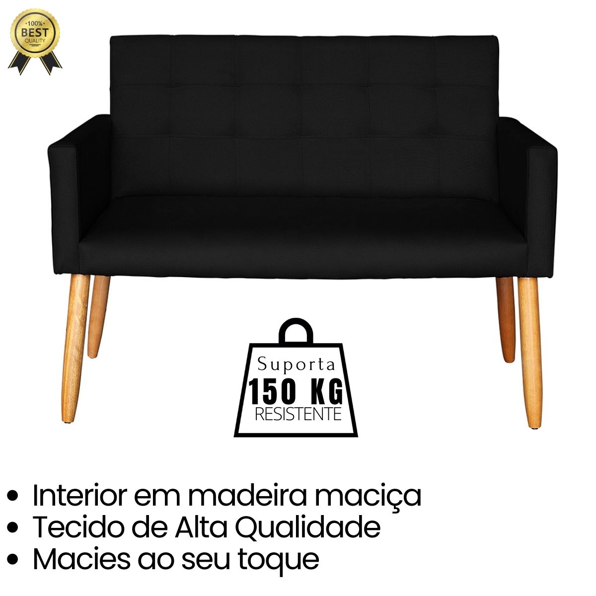 Jogo Sofá 2 Lugares com 2 Poltronas para Recepção Resistente MOBLAN decor