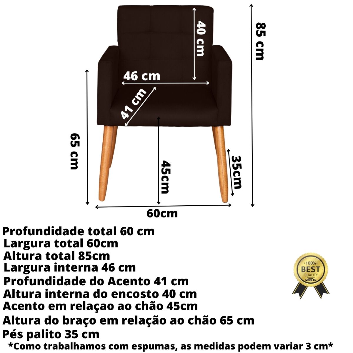 Jogo Sofá 2 Lugares com 2 Poltronas para Recepção Resistente MOBLAN decor