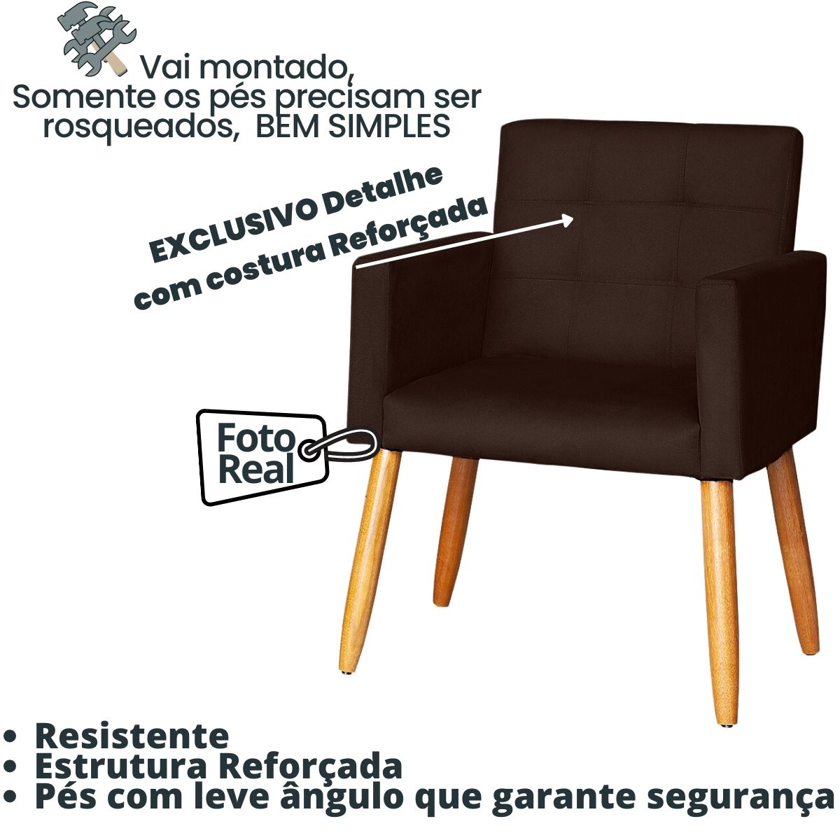 Jogo Sofá 2 Lugares com 2 Poltronas para Recepção Resistente MOBLAN decor