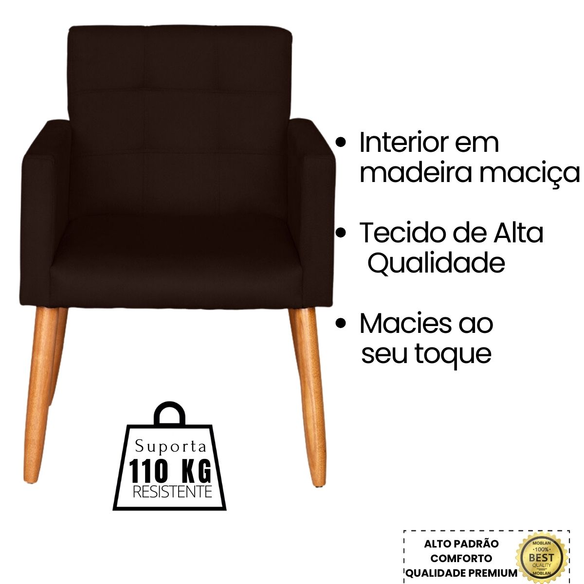 Jogo Sofá 2 Lugares com 2 Poltronas para Recepção Resistente MOBLAN decor