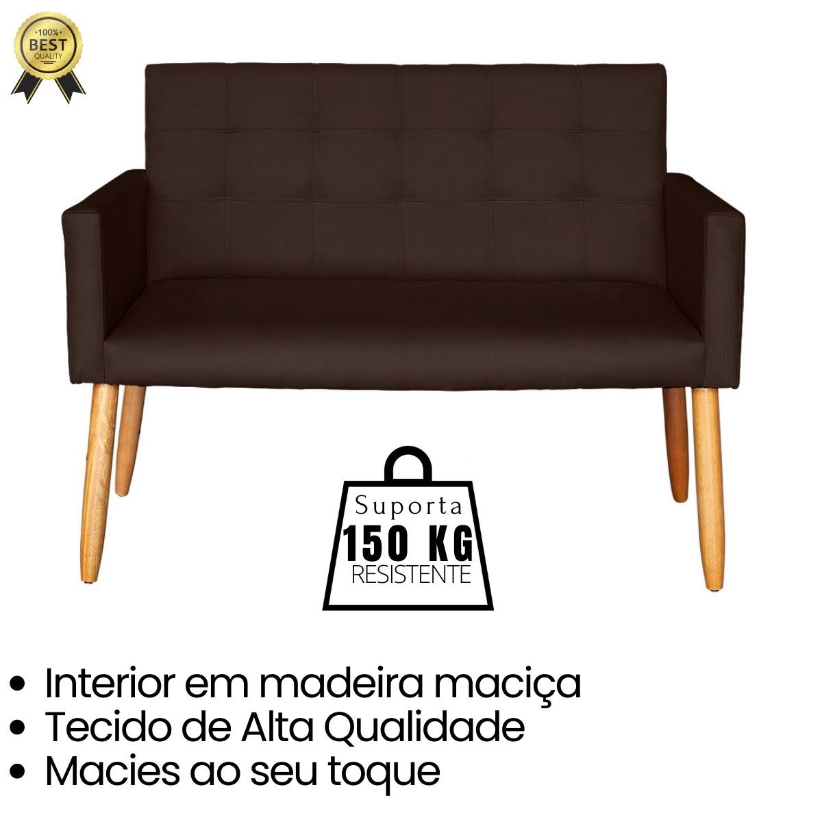 Jogo Sofá 2 Lugares com 2 Poltronas para Recepção Resistente MOBLAN decor