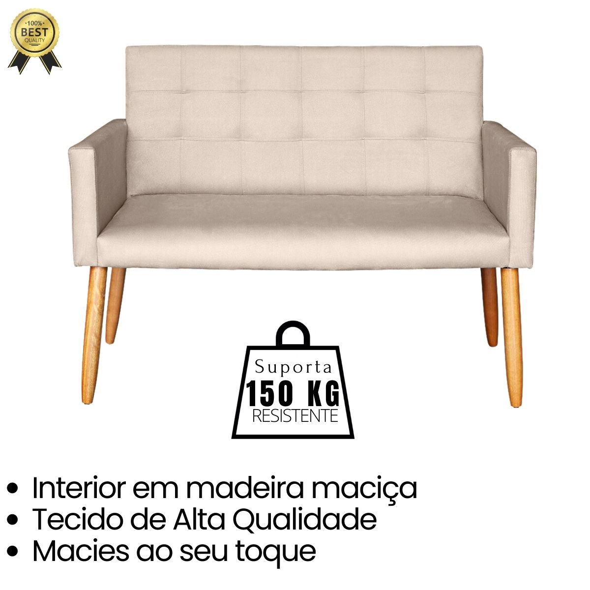 Jogo Sofá 2 Lugares com 2 Poltronas para Recepção Resistente MOBLAN decor