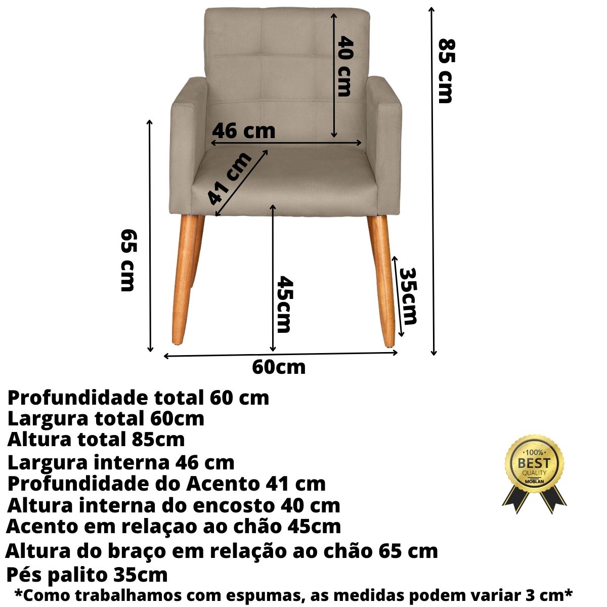 Jogo Sofá 2 Lugares com 2 Poltronas para Recepção Resistente MOBLAN decor