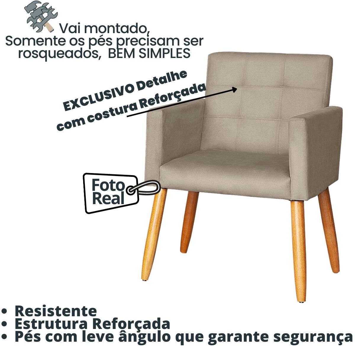 Jogo Sofá 2 Lugares com 2 Poltronas para Recepção Resistente MOBLAN decor