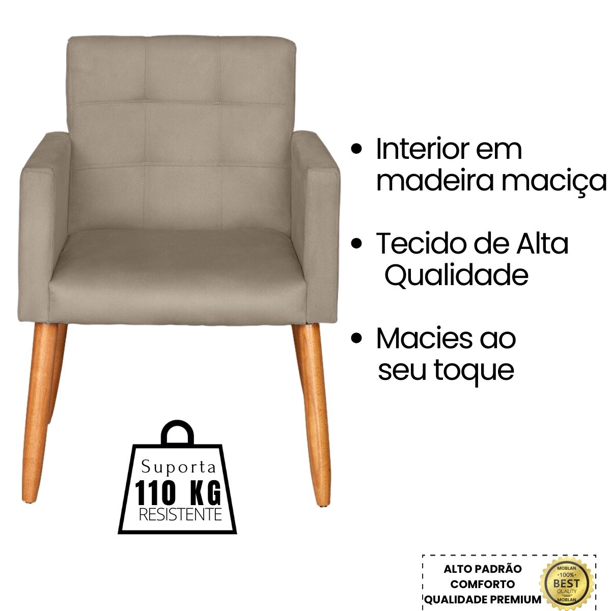 Jogo Sofá 2 Lugares com 2 Poltronas para Recepção Resistente MOBLAN decor