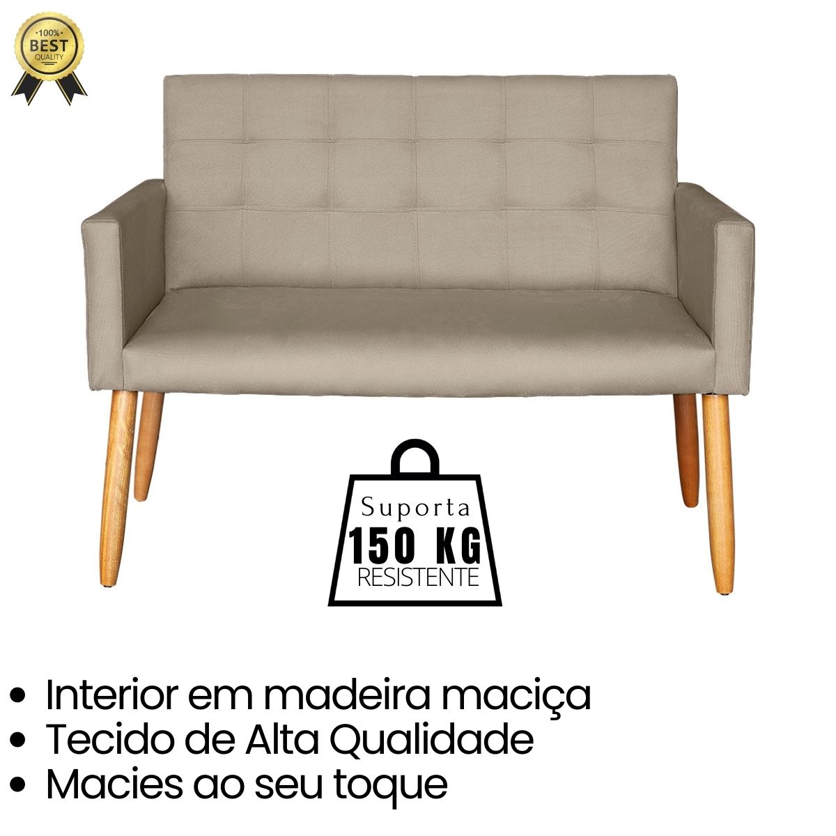 Jogo Sofá 2 Lugares com 2 Poltronas para Recepção Resistente MOBLAN decor