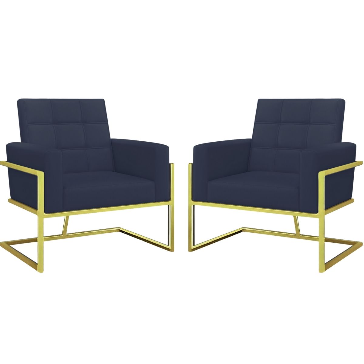 Kit 2 Poltronas Cadeira com Base de Ferro Dourada para Esritório Corino MOBLAN decor
