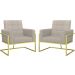 Kit 2 Poltronas Cadeira com Base de Ferro Dourada para Esritório Corino MOBLAN decor