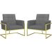Kit 2 Poltronas Cadeira com Base de Ferro Dourada para Esritório Corino MOBLAN decor