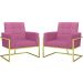Kit 2 Poltronas Cadeira com Base de Ferro Dourada para Esritório Corino MOBLAN decor