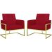 Kit 2 Poltronas Cadeira com Base de Ferro Dourada para Esritório Corino MOBLAN decor