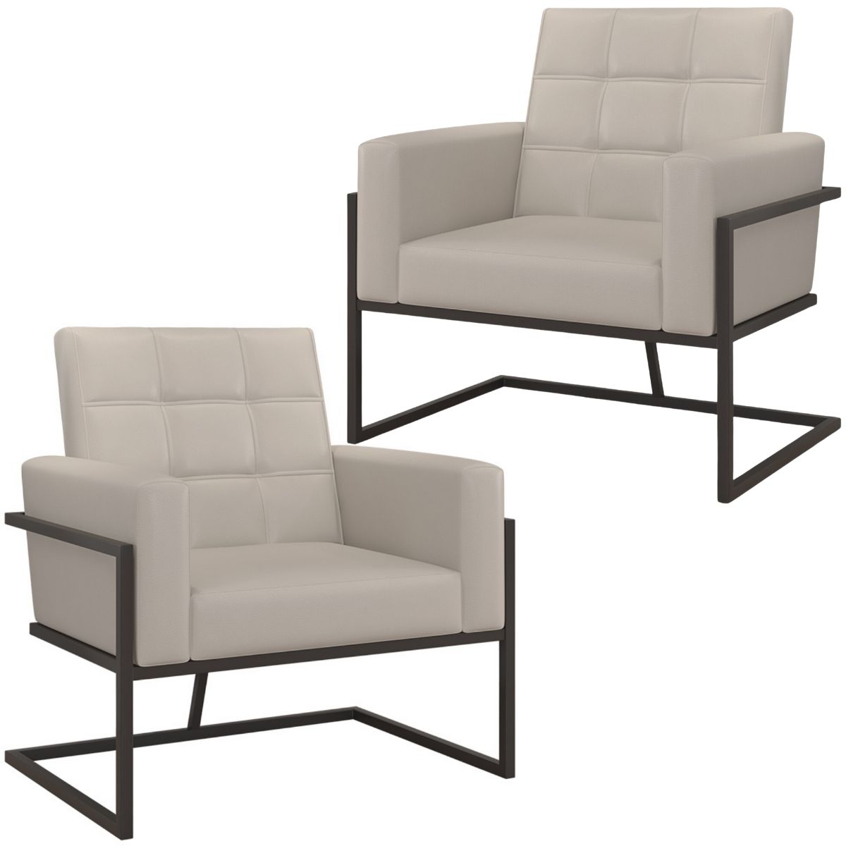 Kit 2 Poltronas Cadeira com Base de Ferro para Esritório Corino MOBLAN decor