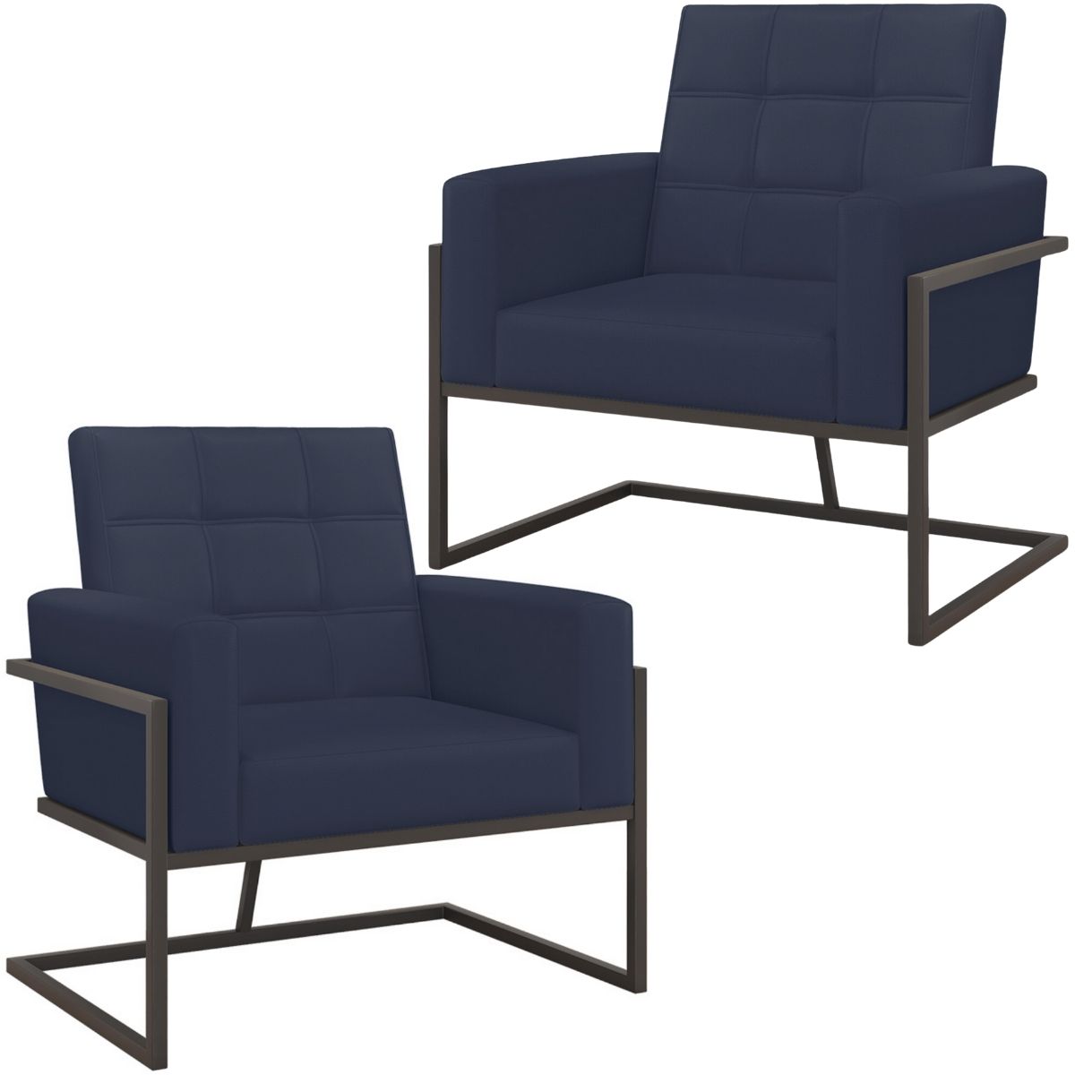 Kit 2 Poltronas Cadeira com Base de Ferro para Esritório Corino MOBLAN decor