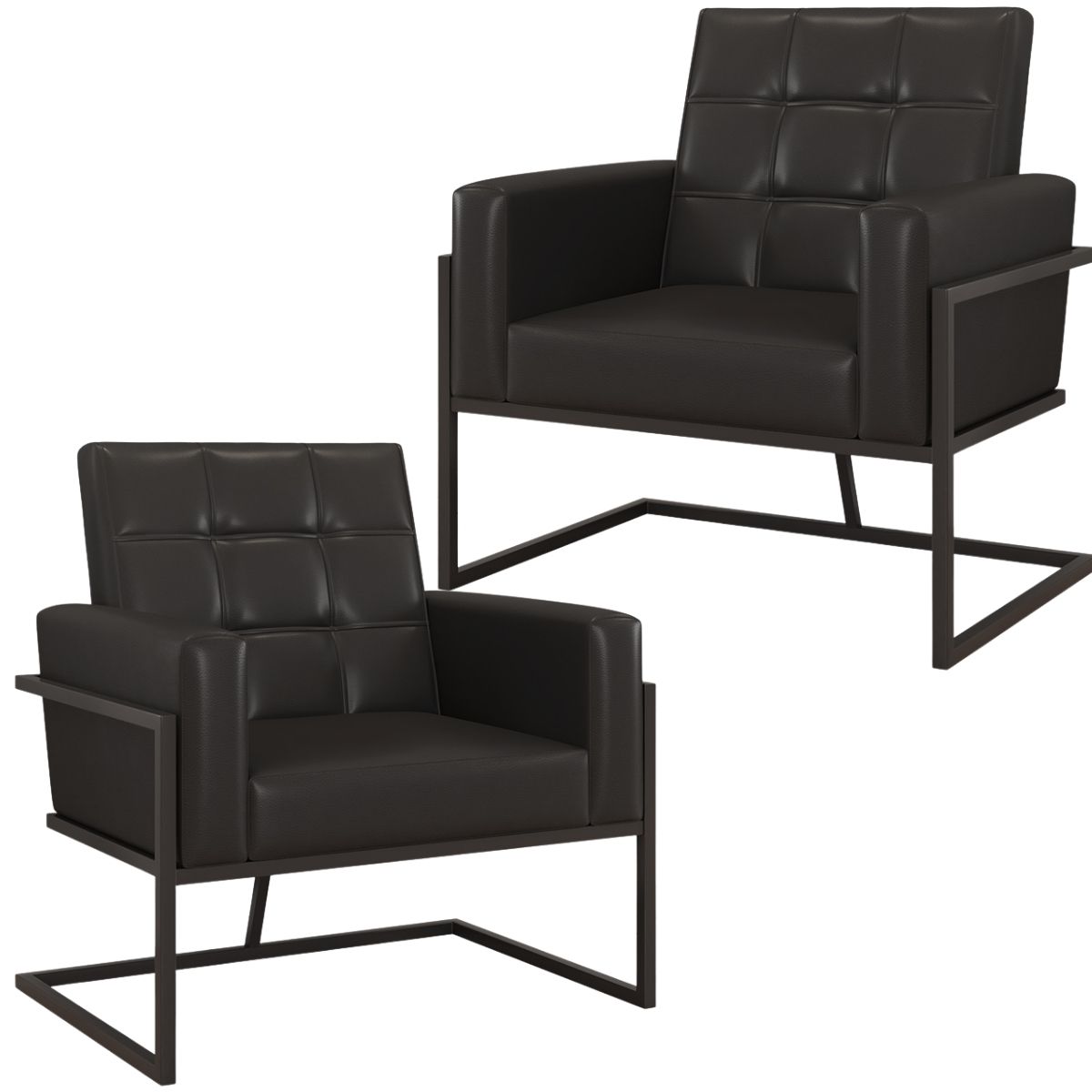 Kit 2 Poltronas Cadeira com Base de Ferro para Esritório Corino MOBLAN decor