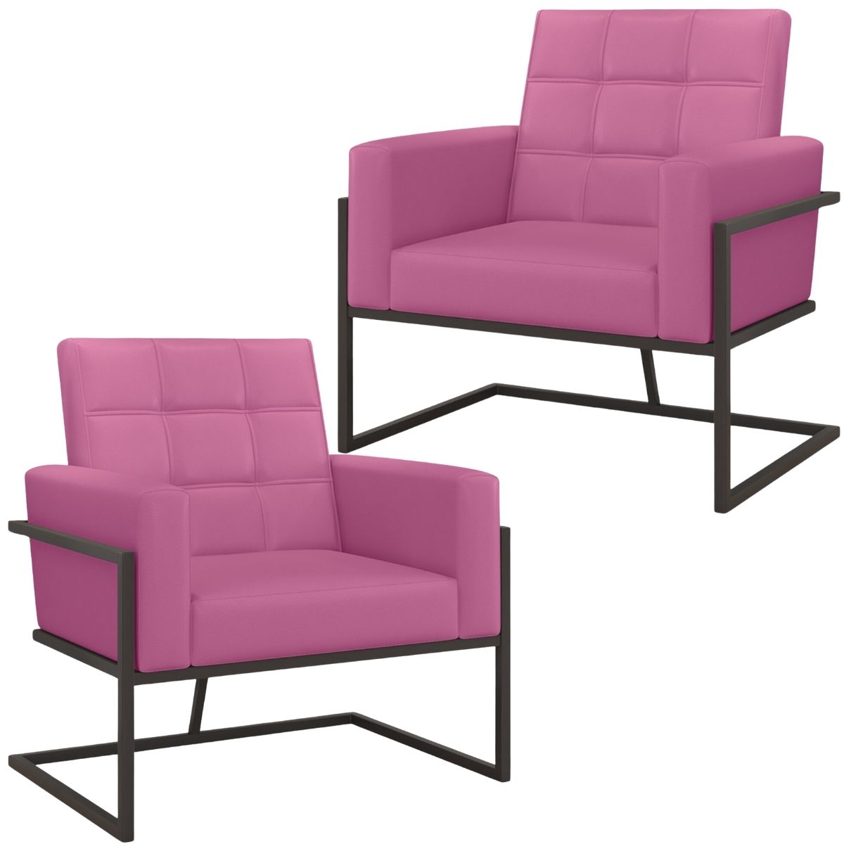 Kit 2 Poltronas Cadeira com Base de Ferro para Esritório Corino MOBLAN decor