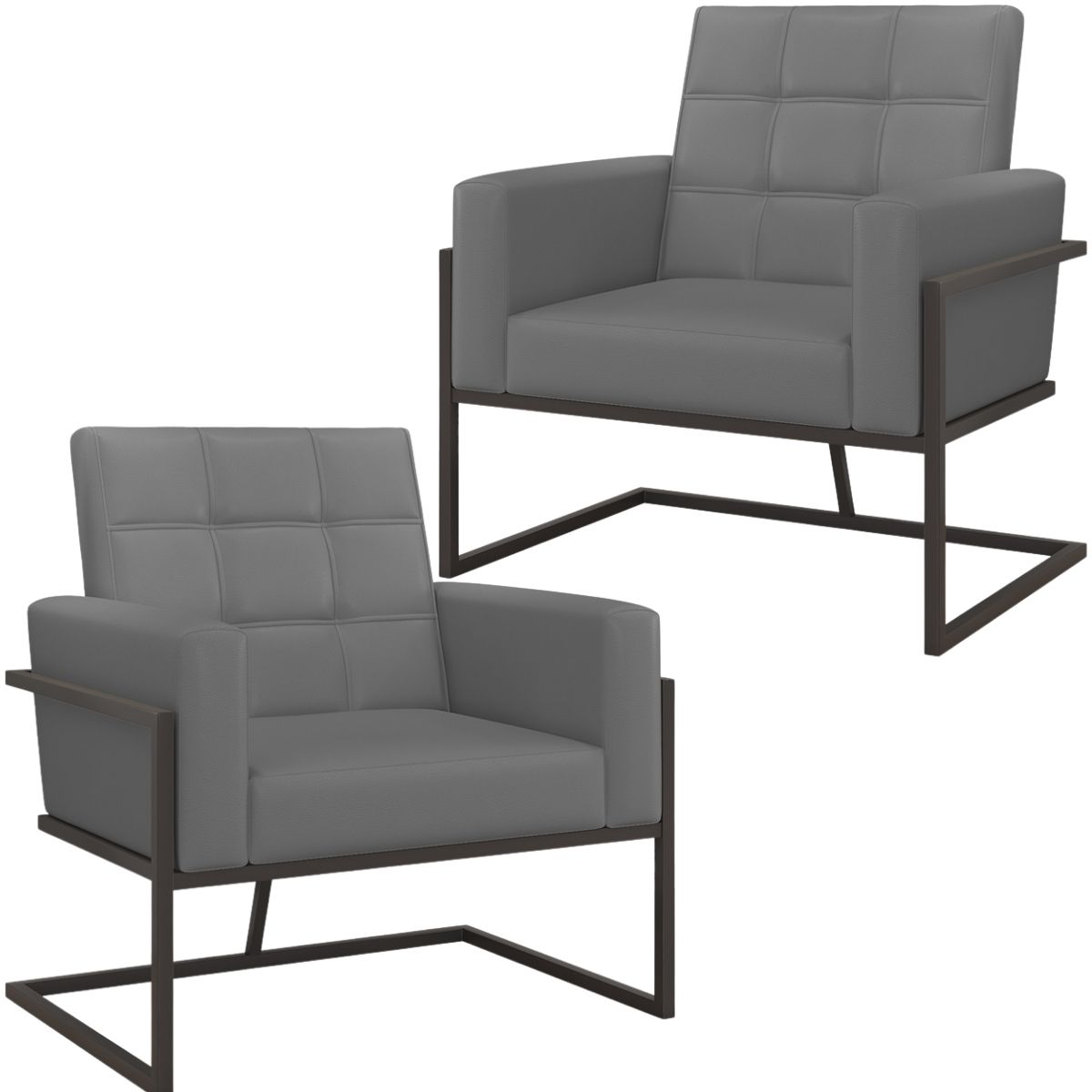 Kit 2 Poltronas Cadeira com Base de Ferro para Esritório Corino MOBLAN decor