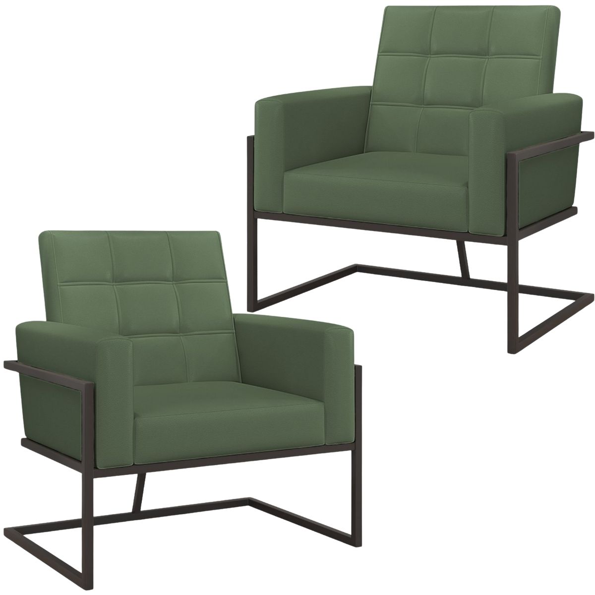 Kit 2 Poltronas Cadeira com Base de Ferro para Esritório Corino MOBLAN decor